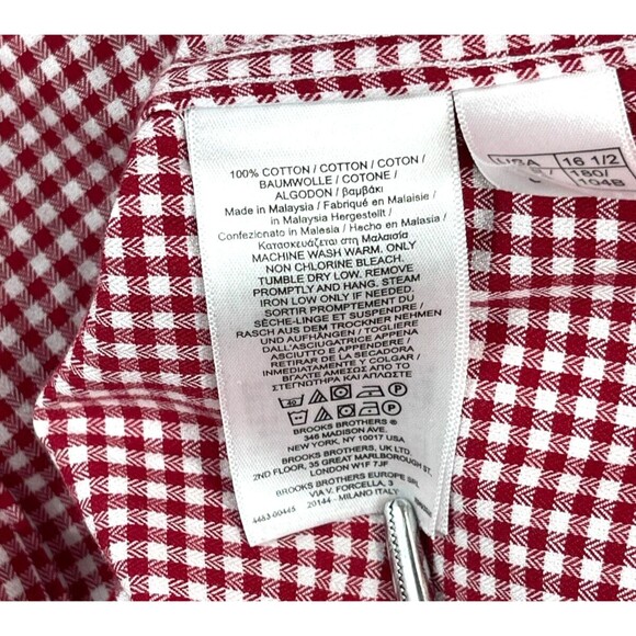 Vtg Brooks Brothers Chevron Check Dress Shirt Mens Large Red/White Long Sleeve - Picture 7 of 10